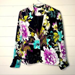 Worthington floral suit blazer jacket Womens teal purple sz Medium